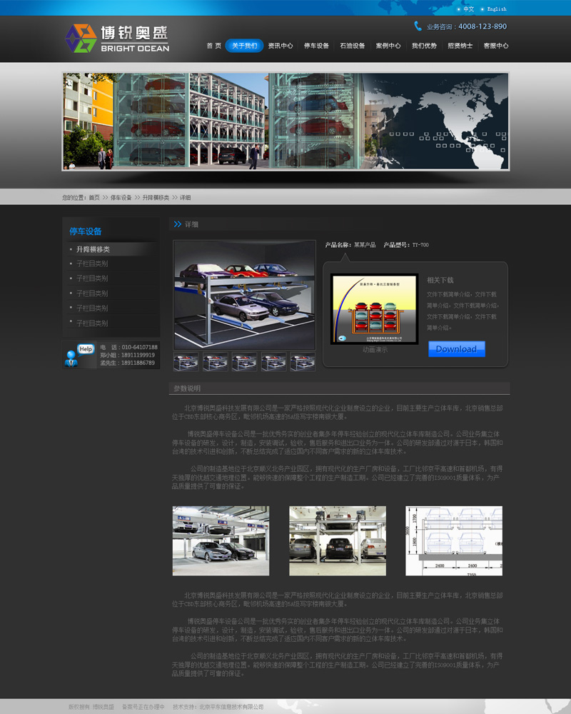 天津博锐奥盛实业有限公司-网站产品详细页面效果图